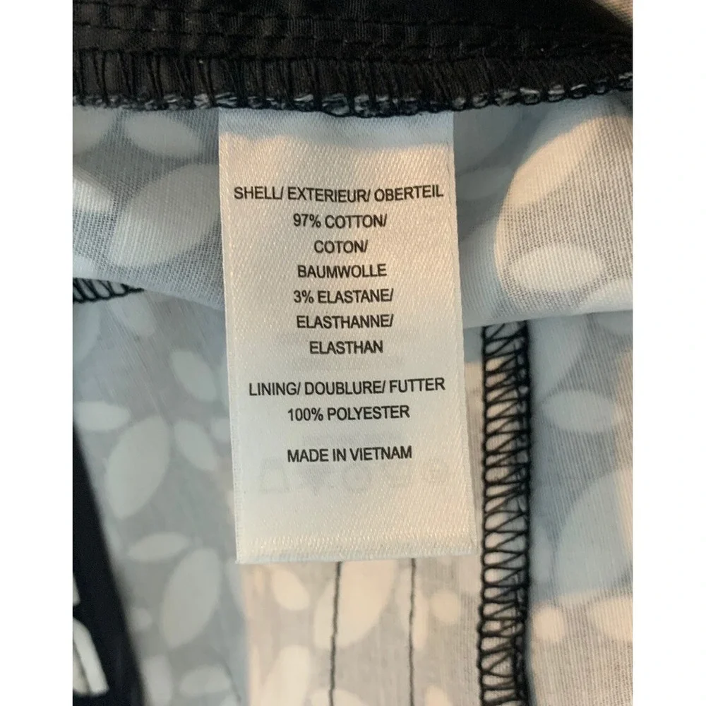 Adrianna Papell Black White Floral Ankle Length Pants Size 8
